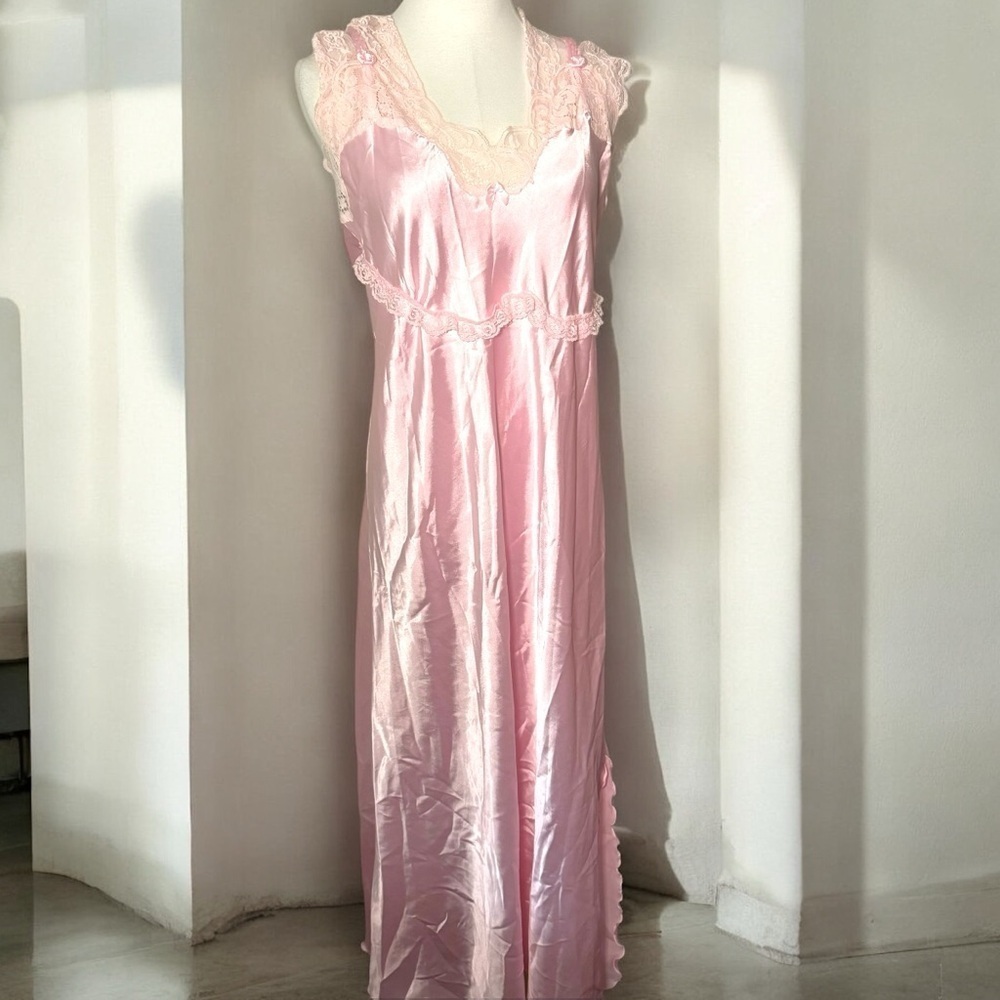 Vintage glamourous old Hollywood satin slip dress nightie XXL - Picture 1 of 8